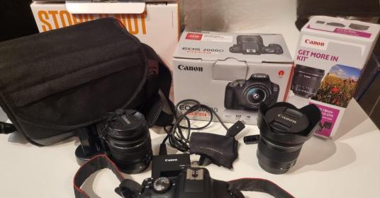 Kit Canon EOS2000D + Obiettivo 18-55 + Obiettivo Ultragrandangolare con Zoom, EF-S 10-18 mm f/4.5-5.6 Kit Canon EOS2000D + Obiettivo 18-55 + Obiettivo Ultragrandangolare con Zoom, EF-S 10-18 mm f/4.5-5.6